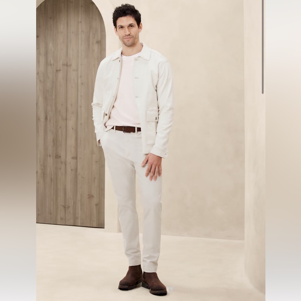 Banana Republic EUC Men's Fulton‎ Chino Transition Cream Slim Pants- Size 33/30